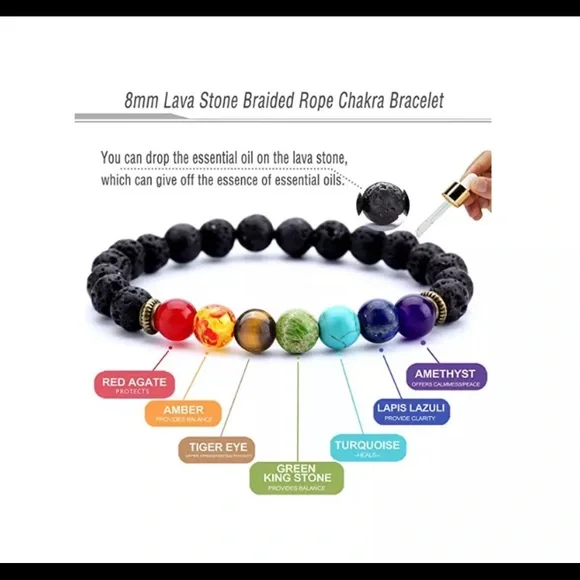 7 Healing Chakra Natural Stone Beaded Bracelet - Picture 5 of 9